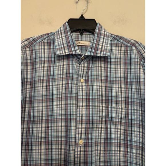 Peter Millar Button Down Shirt Mens Large Plaid 100% Cotton Long Sleeve New - Picture 3 of 8